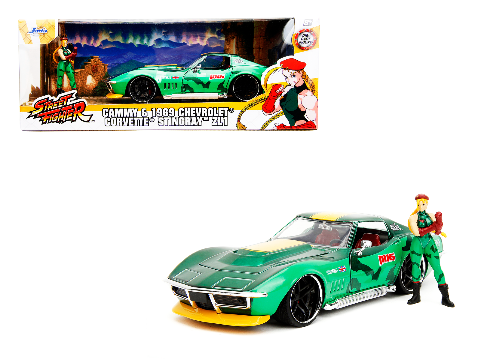 Miniature Jada 1/24 Street Fighter: Cammy Et Chevrolet Corvette 1969