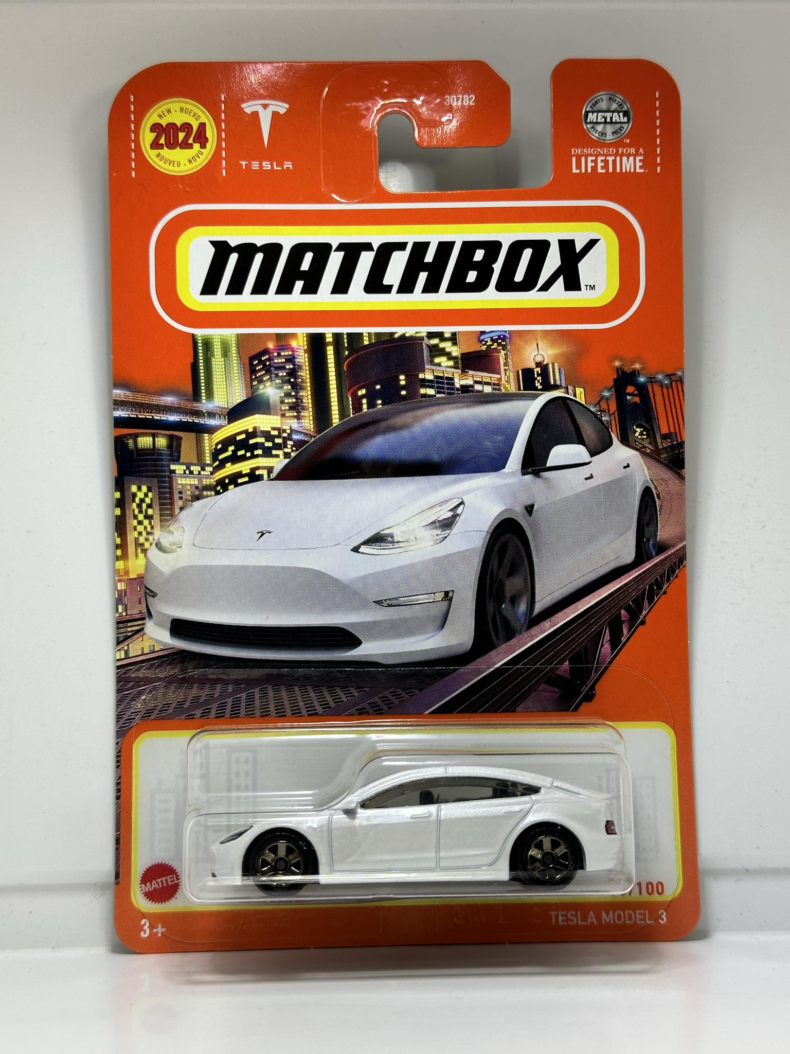 Tesla Model 3 Diecast 1/43 Red Collectible Reservation Holder Car