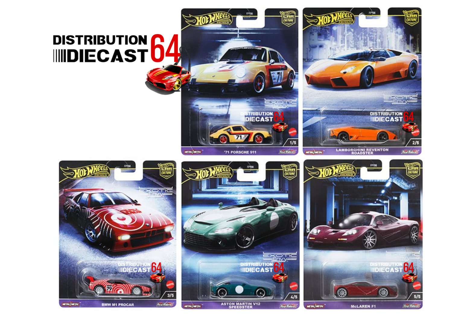 Hot Wheels 1:64 Exotic Envy Série 6/6 + Chase 0/5 – Modèles Rares Real Riders, Boîte Fermée