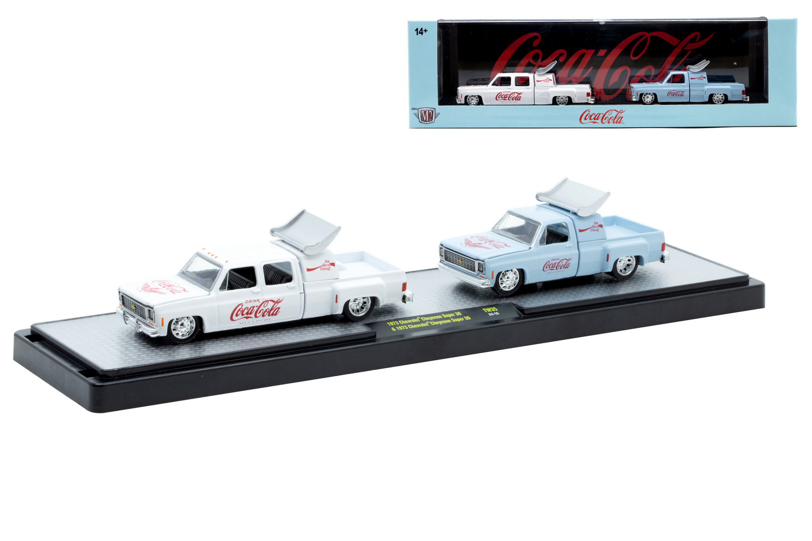 Modellino Coca-Cola 1:64 – Chevrolet Cheyenne Super 30 1973 & Jim West Sierra 1975 – Chase